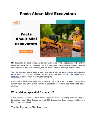Facts About Mini Excavators