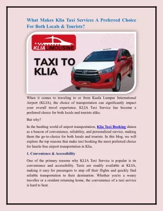 Taxi To Klia