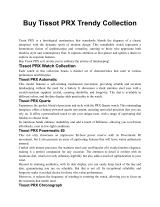 Buy Tissot PRX