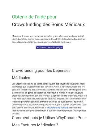 Crowdfunding Médical - Témoignages Et Conseils