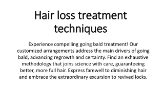 Hair loss treatment techniques