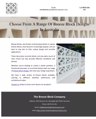 Choose From A Range Of Breeze Block Designs In Australia