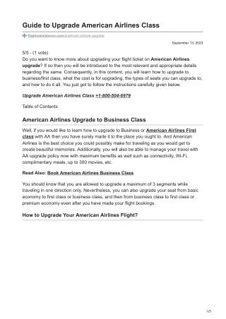 Upgrade American Airlines Class