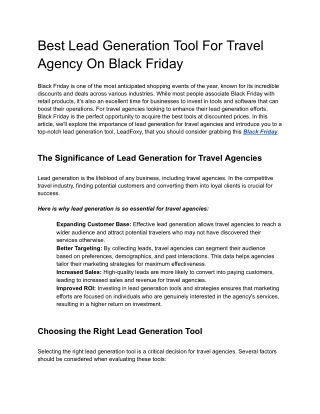 Best Lead Generation Tool For Travel Agency