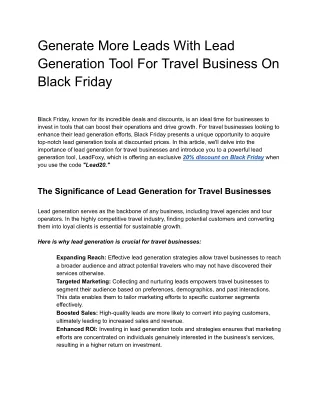 Generate More Leads With Lead Generation Tool For Travel Business On Black Friday