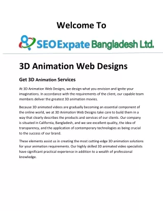 3D Animation Web Designs