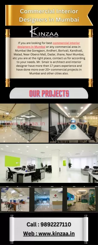 Top Rated Commercial Interior Designers in Mumbai_Kinzaa