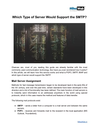 Which Type of Server Would Support the SMTP