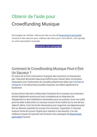 Crowdfunding Musique - Campagnes Réussies Et Conseils