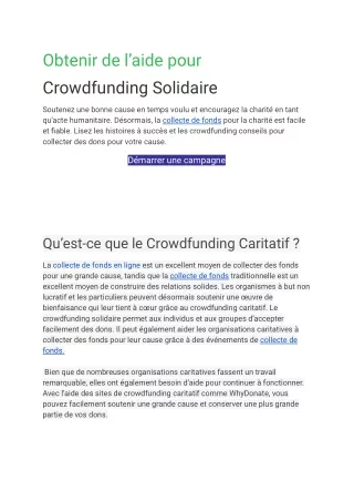 Crowdfunding Caritatif - Campagnes Réussies Et Conseils