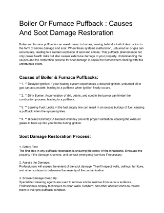 Boiler Or Furnace Puffback _ Causes And Soot Damage Restoration