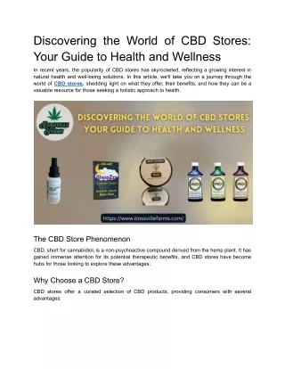 Discovering the World of CBD Stores_ Your Guide to Health and Wellness