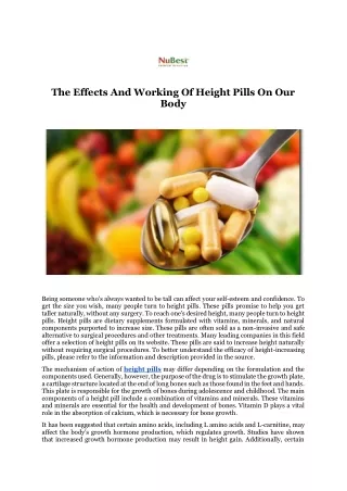 The Effects And Working Of Height Pills On Our Body