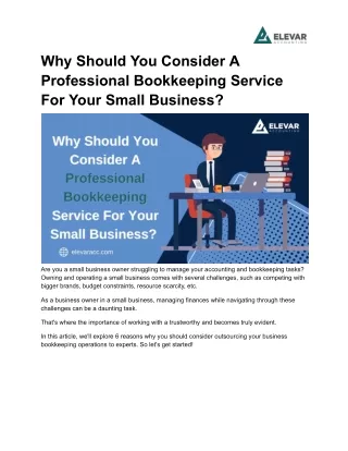 Why Should You Consider A Professional Bookkeeping Service For Your Small Busine