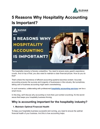 5 Reasons Why Hospitality Accounting Is Important?