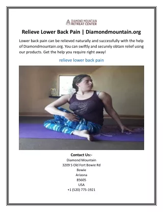 Relieve Lower Back Pain Diamondmountain.org