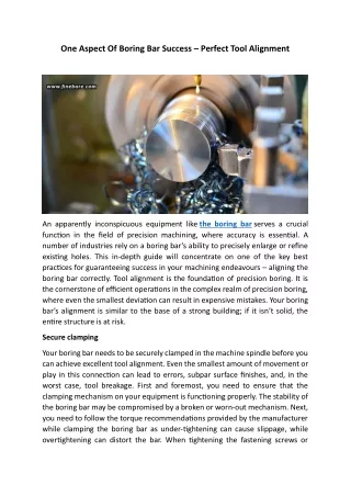 One Aspect Of Boring Bar Success – Perfect Tool Alignment