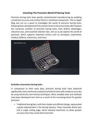 Unveiling The Precision World Of Boring Tools