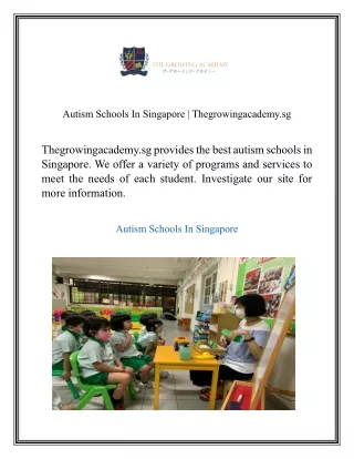 Autism Schools In Singapore  Thegrowingacademy.sg