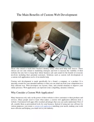 The Main Benefits of Custom Web Development