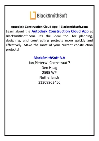 Autodesk Construction Cloud App Blacksmithsoft.com