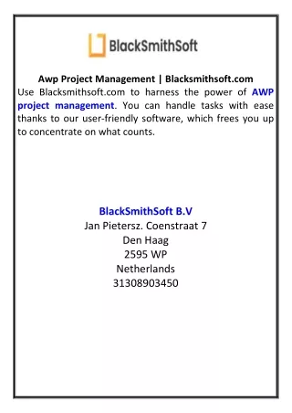 Awp Project Management  Blacksmithsoft.com