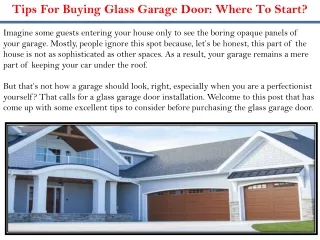 Tips For Buying Glass Garage Door: Where To Start?