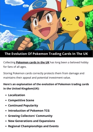 The Evolution Of Pokemon Trading Cards In The United Kingdom(UK)