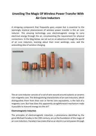 Unveiling The Magic Of Wireless Power Transfer With Air Core Inductors