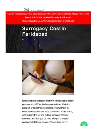 Surrogacy Cost in Faridabad: Affordable Solutions for Your Parenthood Journey