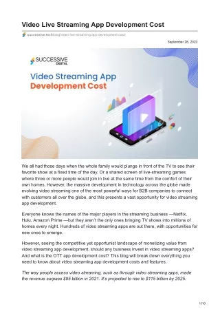 Video Live Streaming App Development Cost