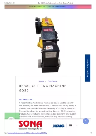 Buy Rebar cutting Machine at latest Prices in India