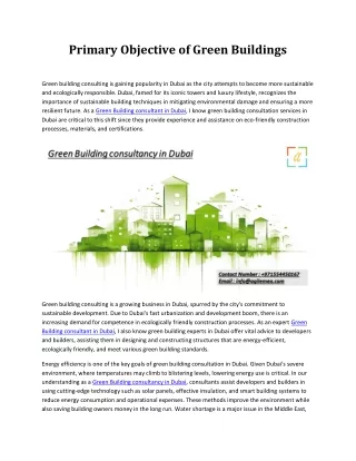 Primary Objective of Green Buildings