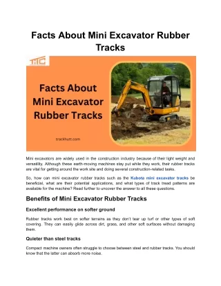 Facts About Mini Excavator Rubber Tracks
