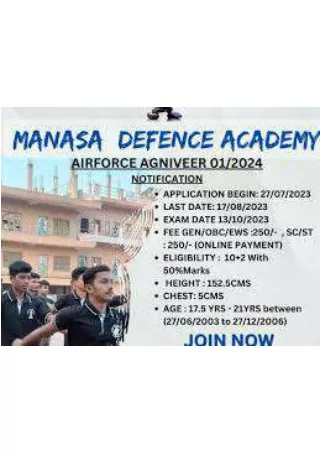 AIR FORCE AGNIVEER : BEST TRAINING AT MANASA DEFENCE ACADEMY