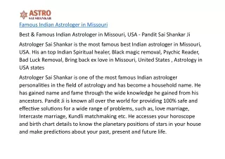 Famous Indian Astrologer in Missouri