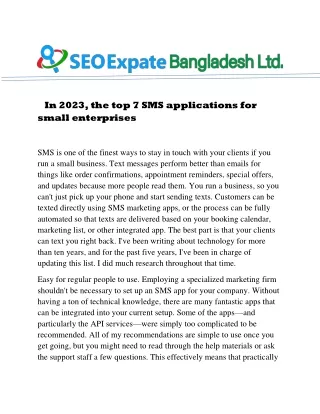 In 2023, the top 7 SMS applications for  small enterprises