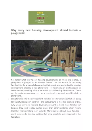 Why every new housing development should include a playground - Abacus Playgrounds