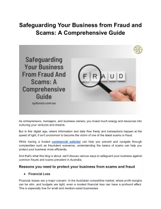 Safeguarding Your Business from Fraud and Scams: A Comprehensive Guide
