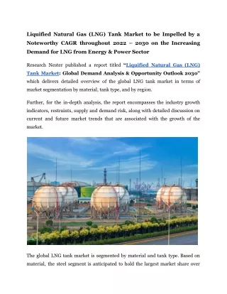 Liquified Natural Gas (LNG) Tank Market