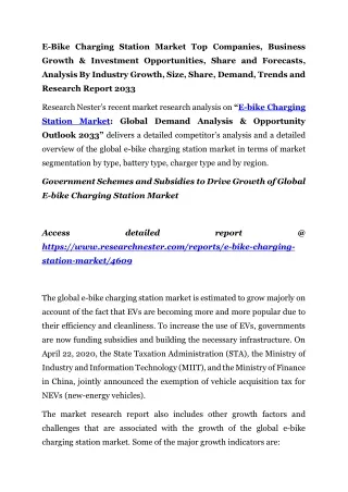 E-Bike Charging Station Market Analysis By Industry Growth 2033