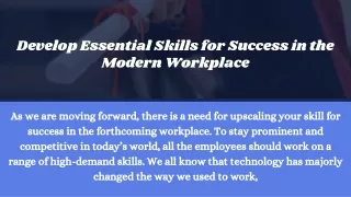 Develop Essential Skills for Success in the Modern Workplace