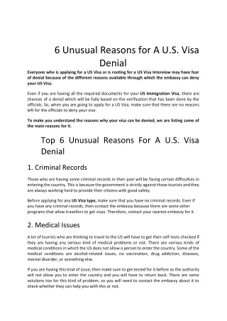 6 Unusal Reasons For A U.S. Visa Denial