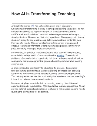 How AI is Transforming Teaching