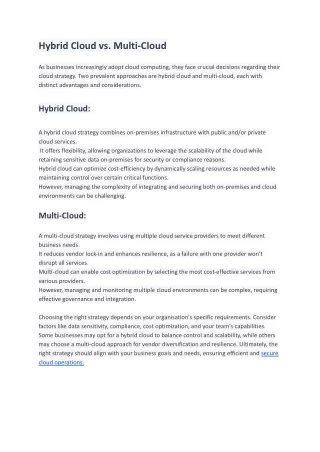 Hybrid Cloud vs. Multi-Cloud