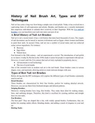 History of Nail Brush Art, Types and DIY Techniques