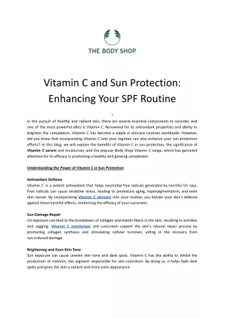 Vitamin C and Sun Protection Enhancing Your SPF Routine