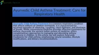 Ayurvedic Child Asthma Treatment