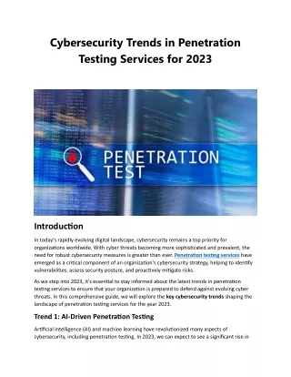 Cybersecurity Trends in Penetration Testing Services