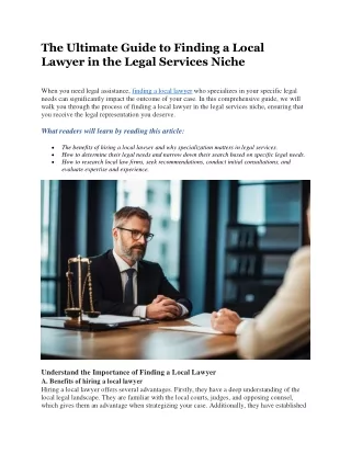 The Ultimate Guide to Finding a Local Lawyer in the Legal Services Niche